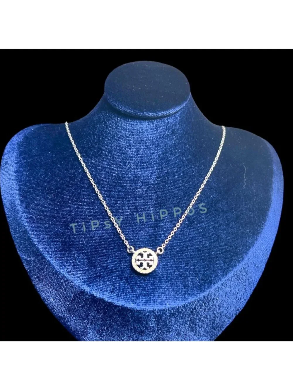 NEW!  Beautiful Tory Burch Silver Miller Crystal Pave Necklace